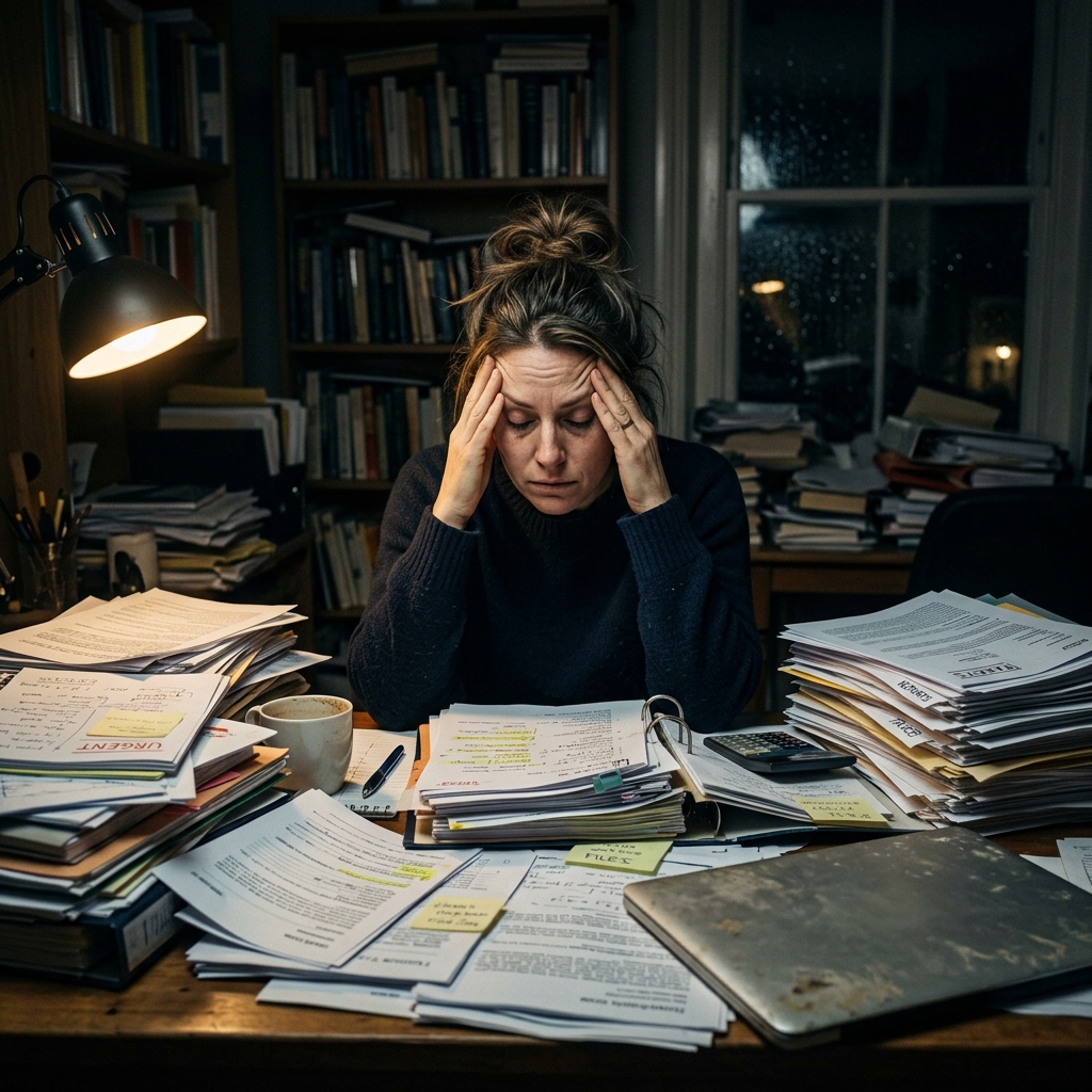 Professora cansada por falta de tempo